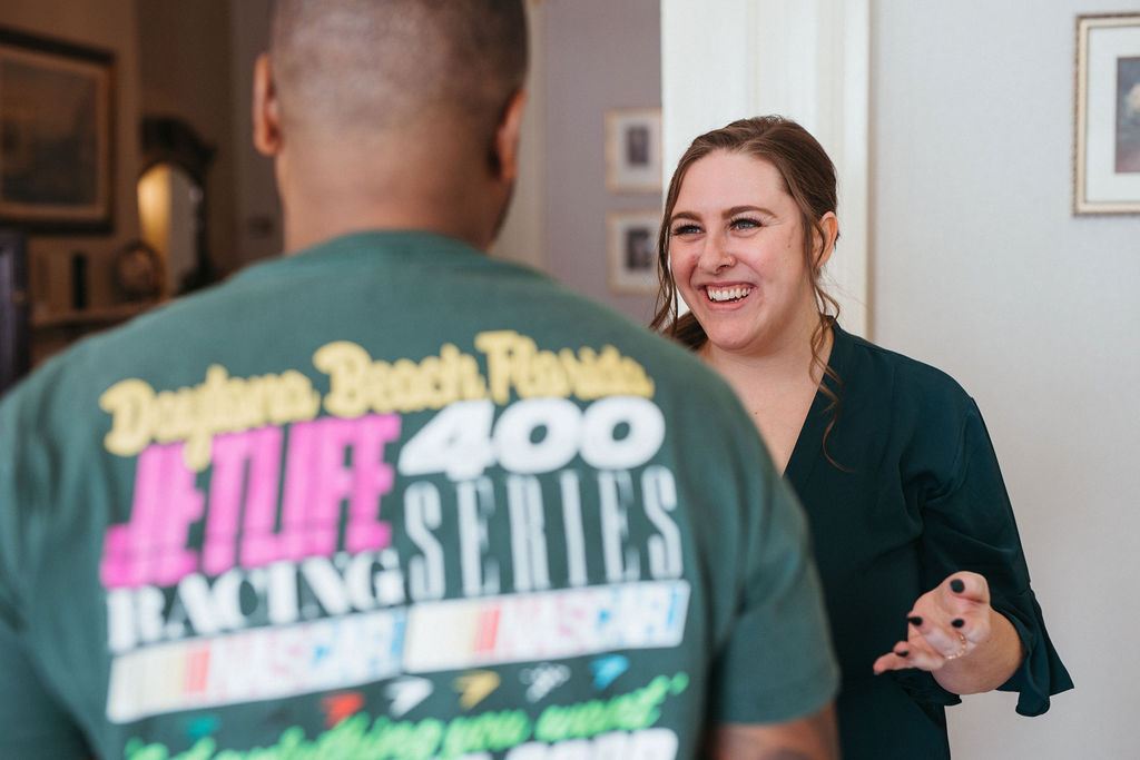 Alissa and CJ, captured candidly on their wedding day