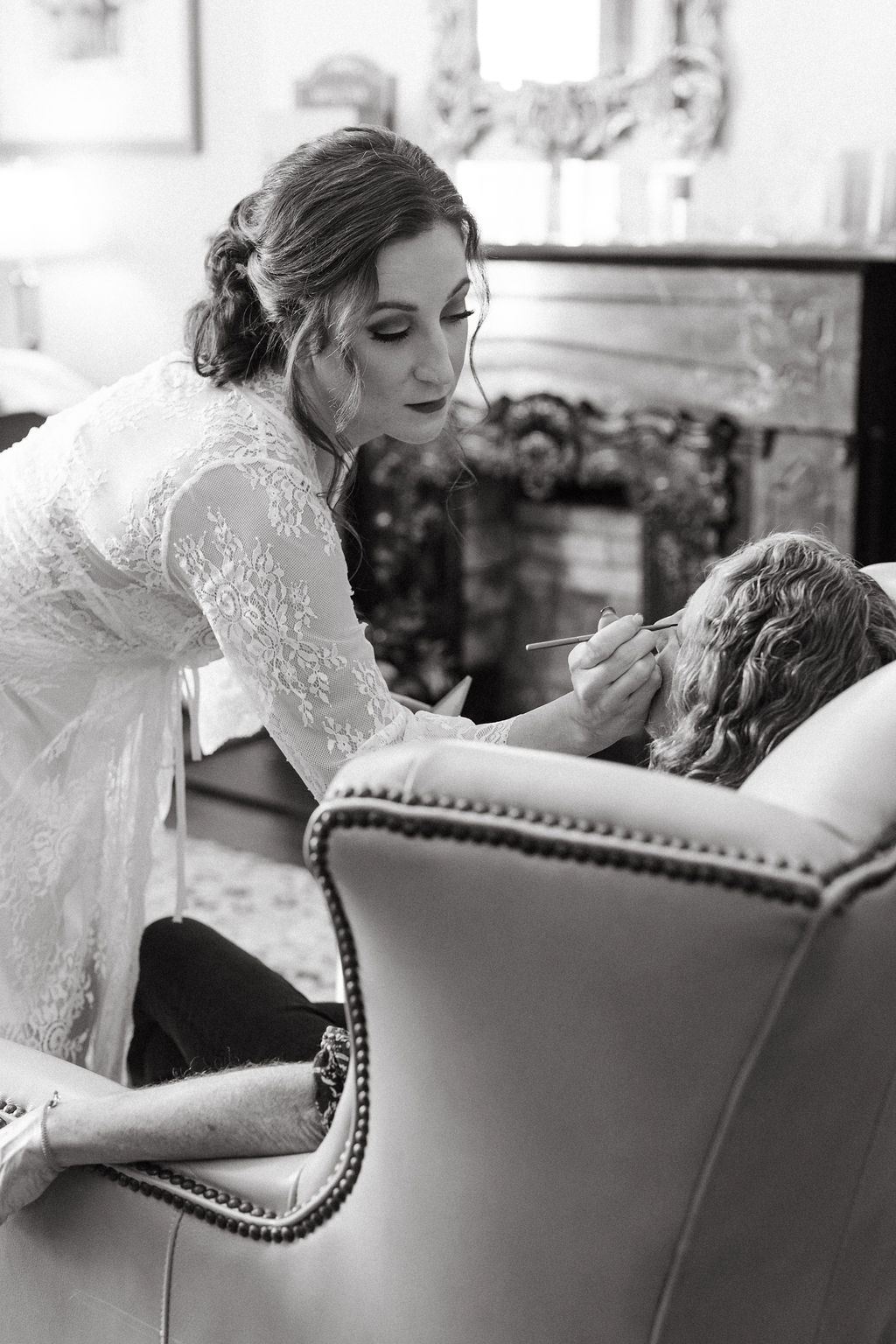 Getting ready before Alissa and CJ's wedding