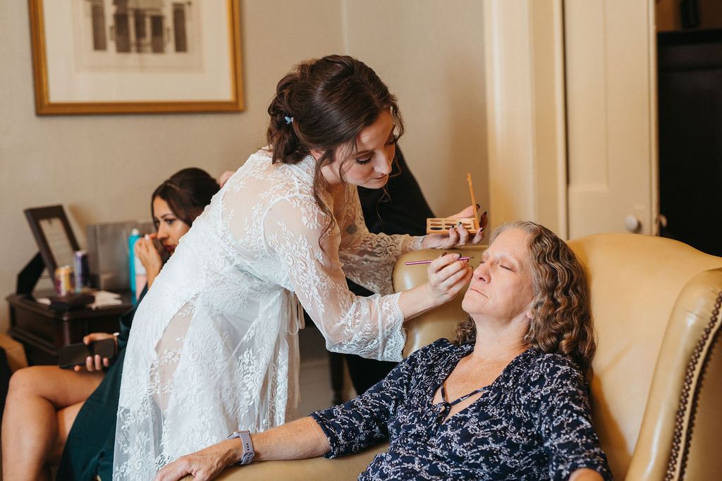 candid moment from Alissa and CJ's wedding day