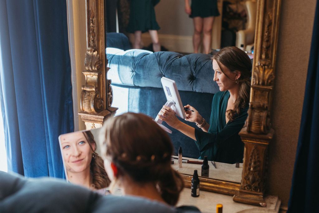 candid moment from Alissa and CJ's wedding day