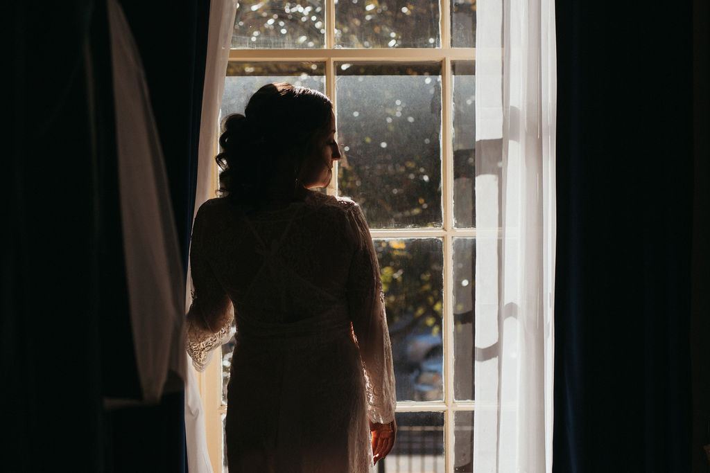 A quiet moment while getting ready for the ceremony