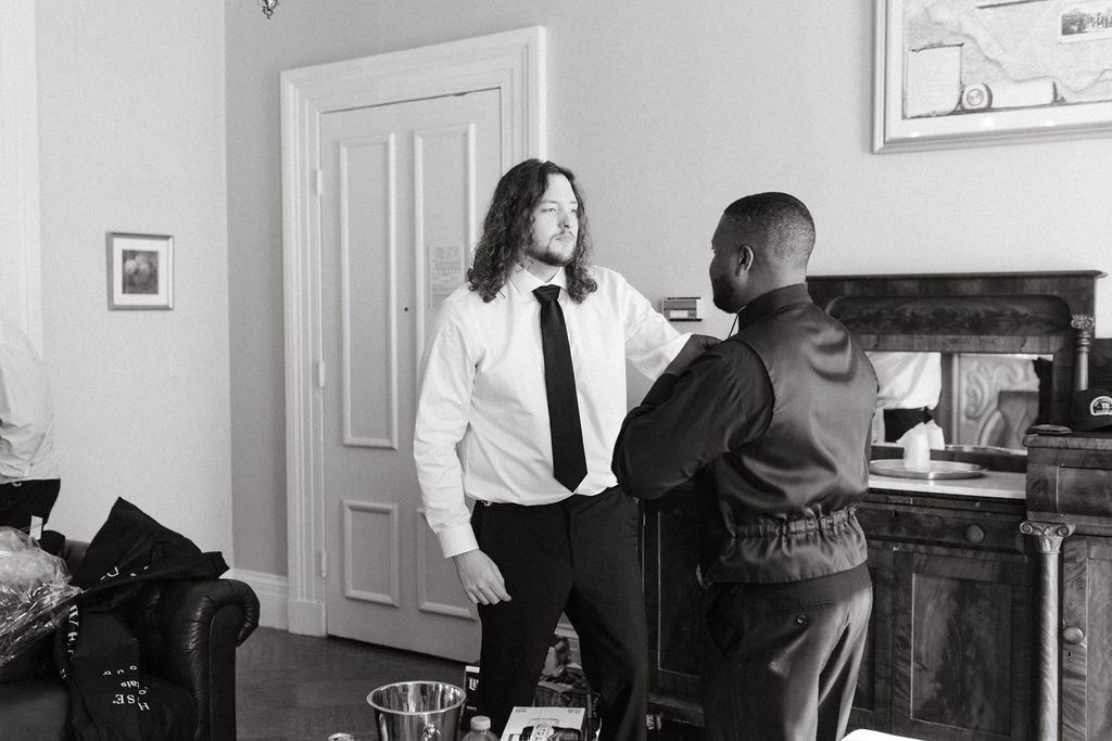 a quiet moment from Alissa and CJ's wedding