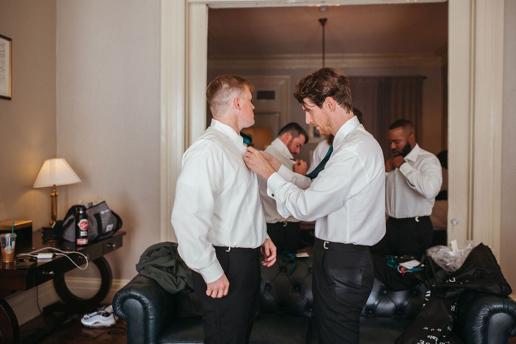 a quiet moment from Alissa and CJ's wedding