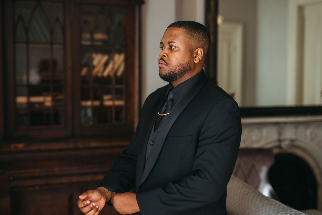 a quiet moment from Alissa and CJ's wedding