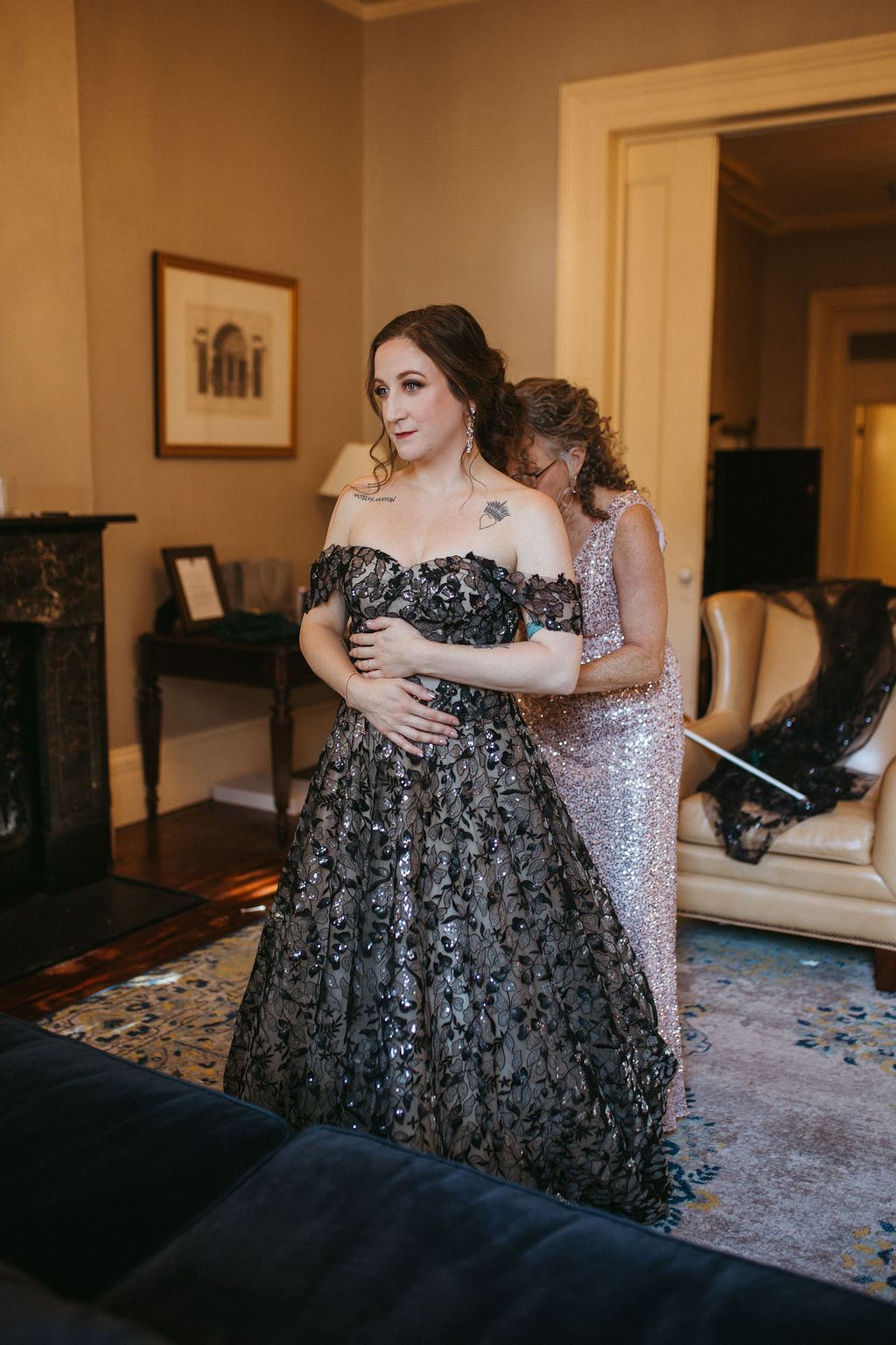 candid moment from Alissa and CJ's wedding day