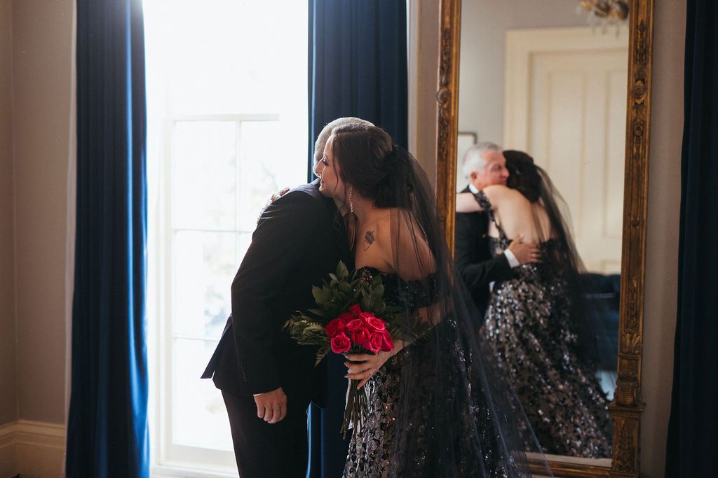 candid moment from Alissa and CJ's wedding day
