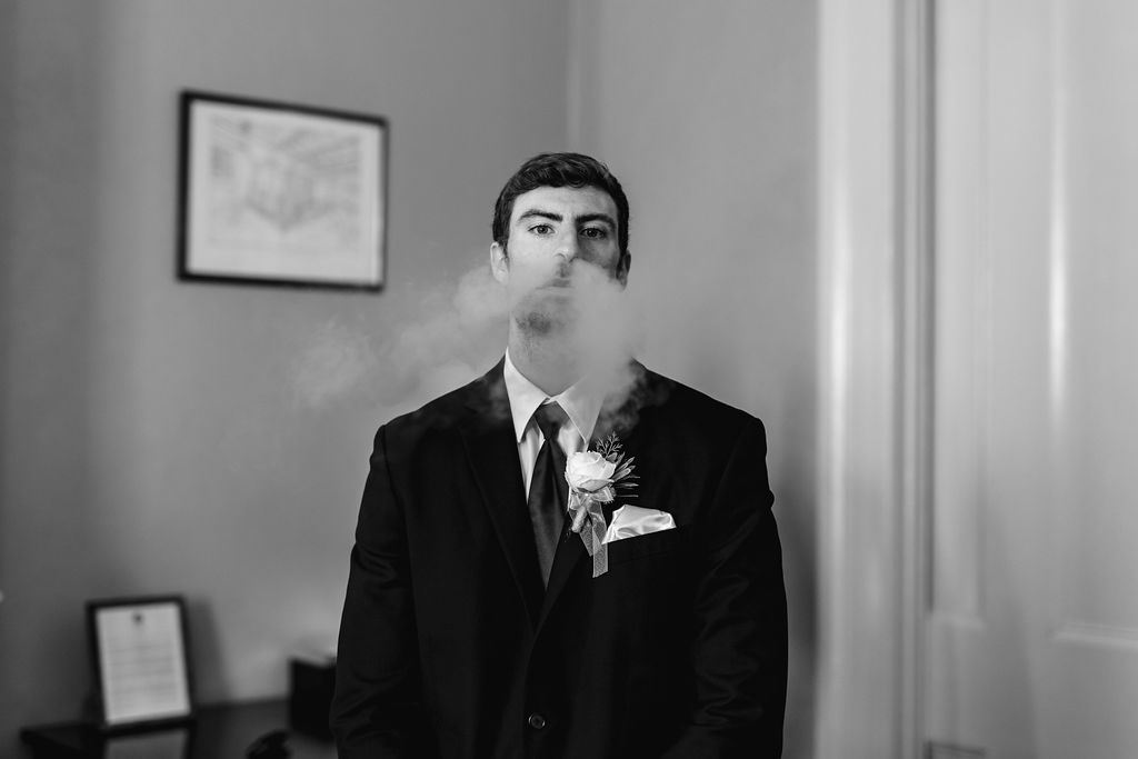 Alissa and CJ, captured candidly on their wedding day