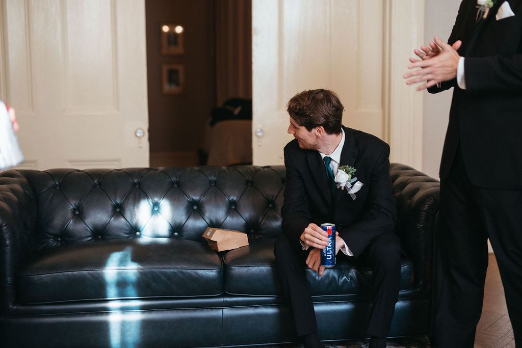 Alissa and CJ, captured candidly on their wedding day