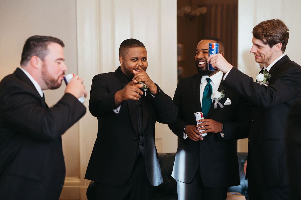 candid moment from Alissa and CJ's wedding day