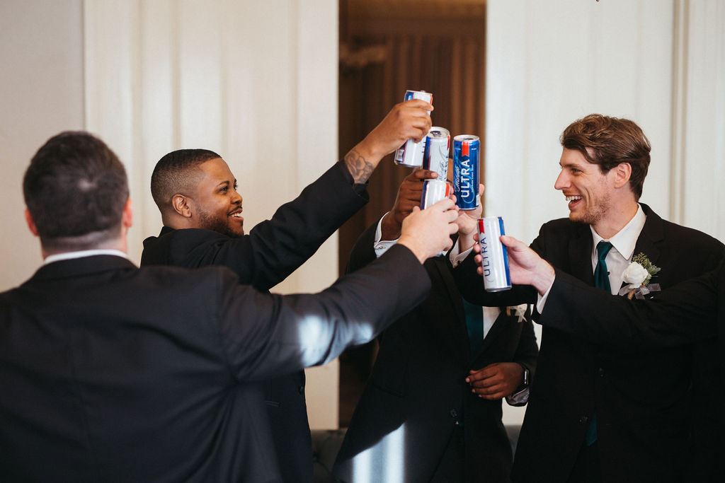 candid moment from Alissa and CJ's wedding day