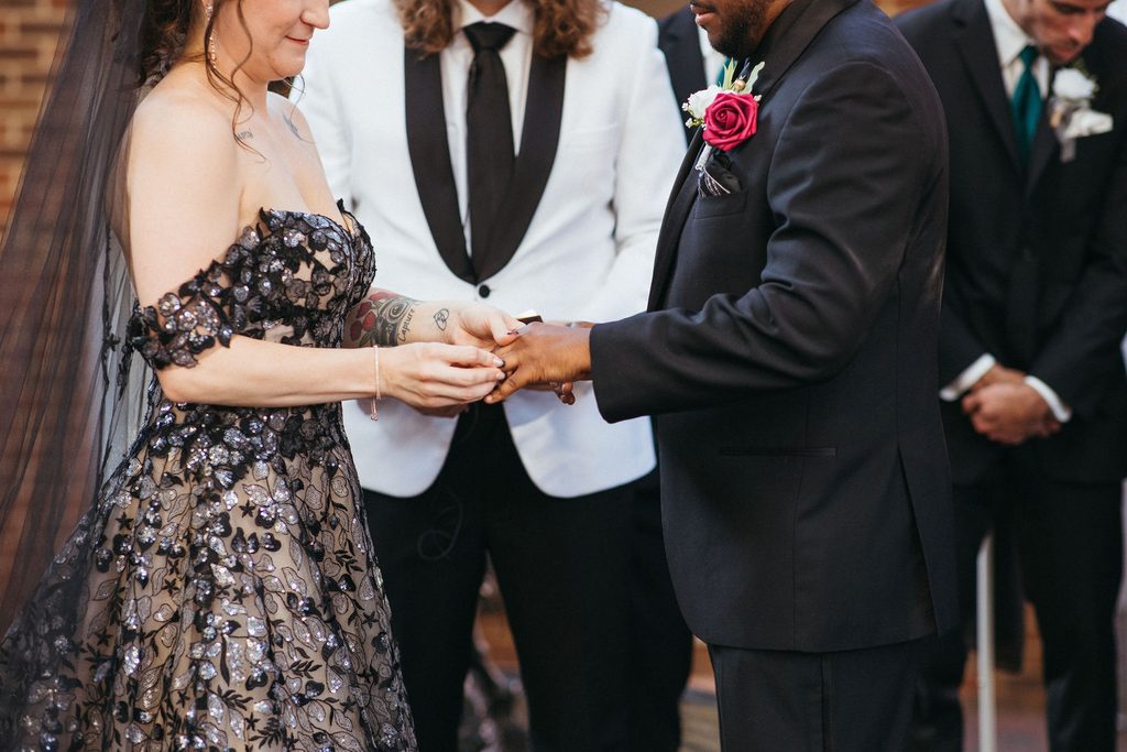 Vows and rings during Alissa and CJ's wedding ceremony