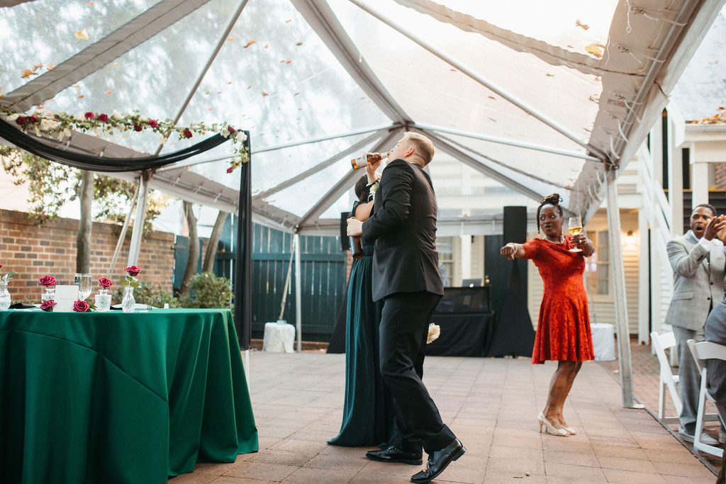Celebrating at Alissa and CJ's wedding reception