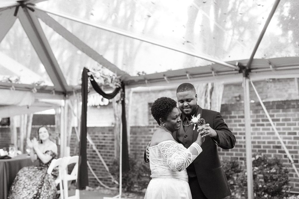 Alissa and CJ during their wedding reception