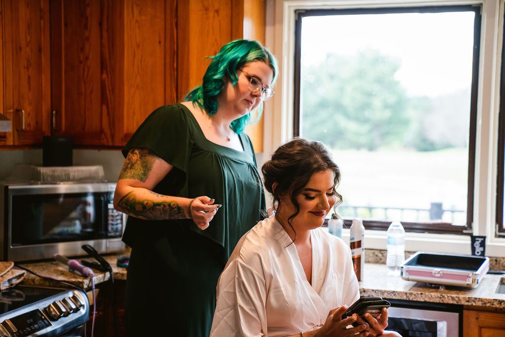 Mel and Josh during their wedding celebration