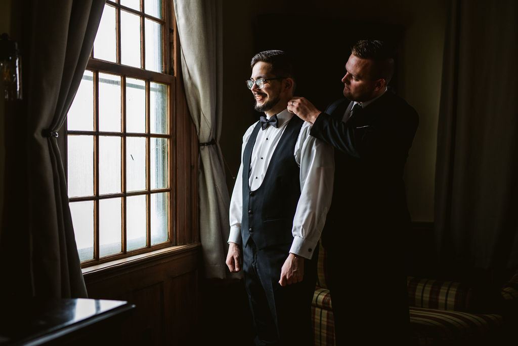 a quiet moment from Mel and Josh's wedding