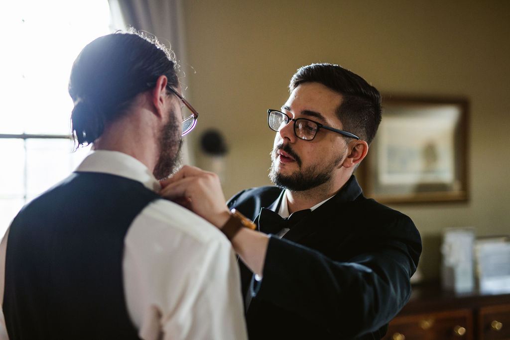 Mel and Josh during their wedding celebration