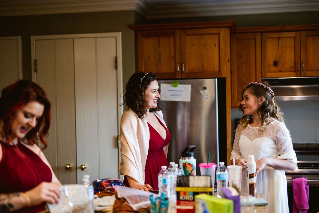 candid moment from Mel and Josh's wedding day