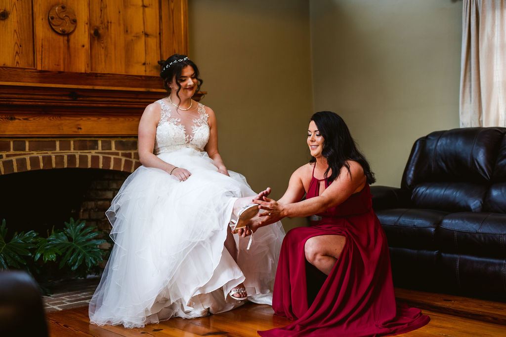 Mel and Josh during their wedding celebration