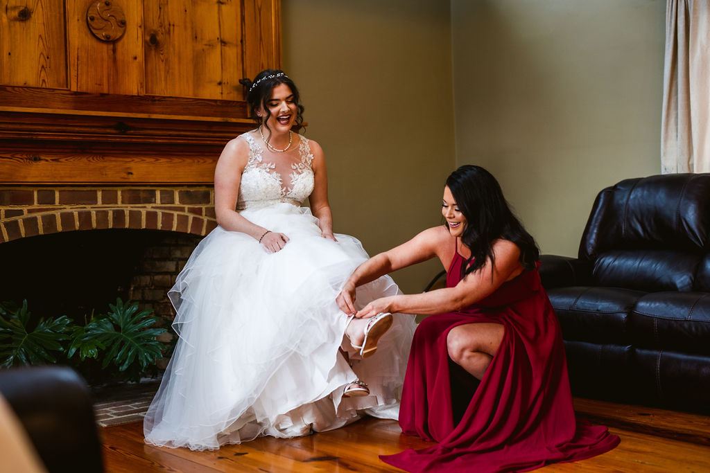 Mel and Josh, captured candidly on their wedding day