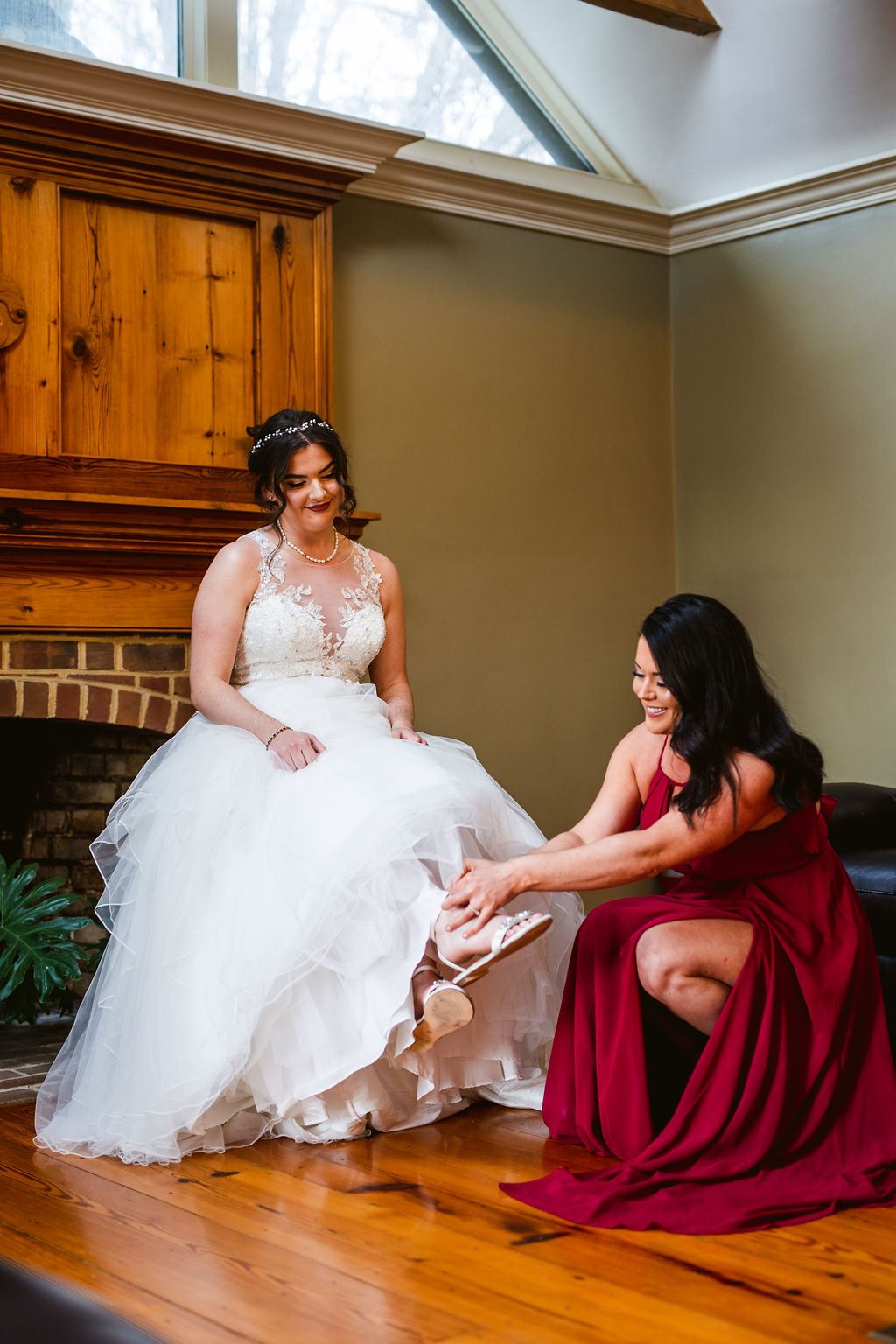 candid moment from Mel and Josh's wedding day