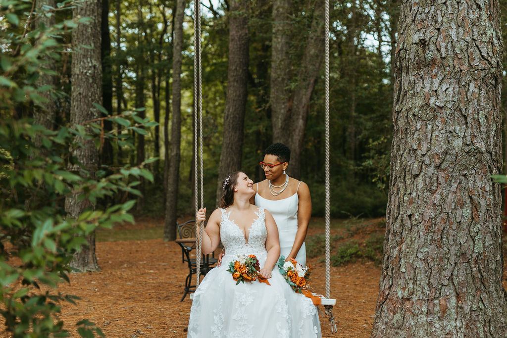 Morgan and Erin during their wedding celebration