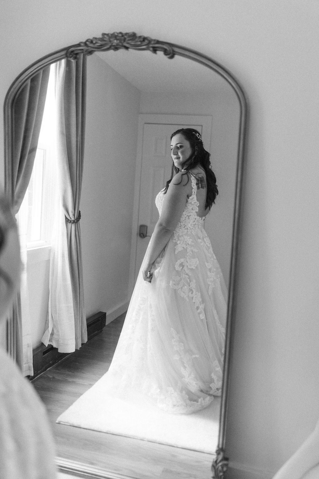 candid moment from Morgan and Erin's wedding day