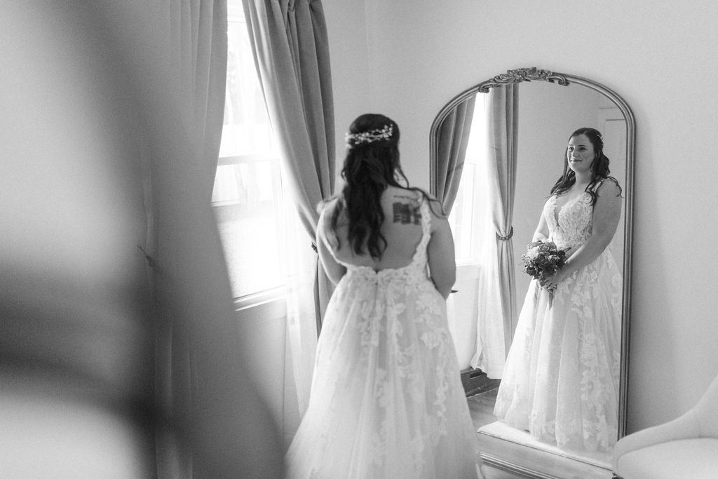 A quiet moment while getting ready for the ceremony