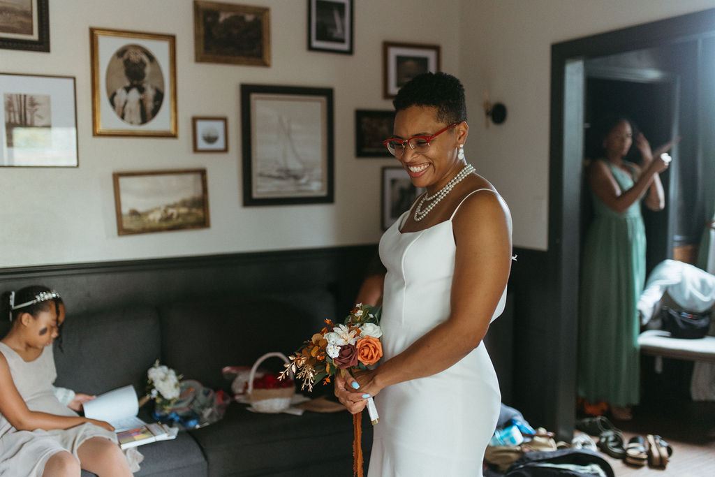 candid moment from Morgan and Erin's wedding day