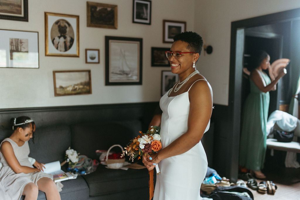 Morgan and Erin during their wedding celebration