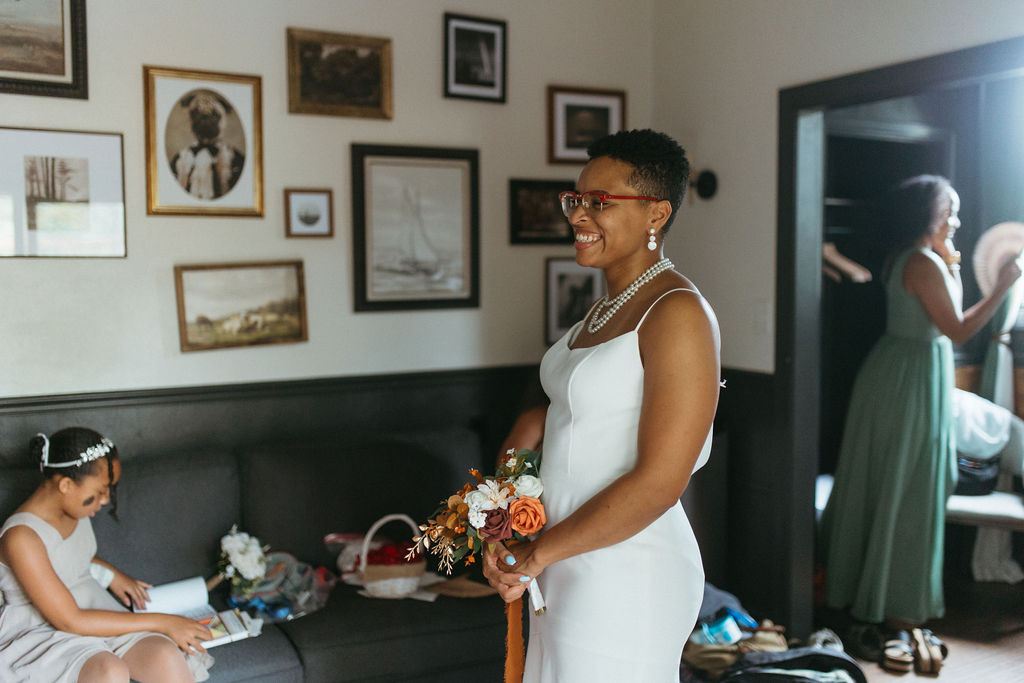 Morgan and Erin, captured candidly on their wedding day
