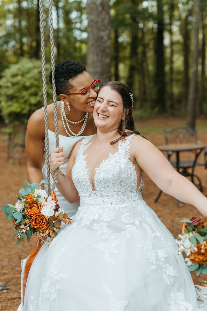 Morgan and Erin walking together on their wedding day